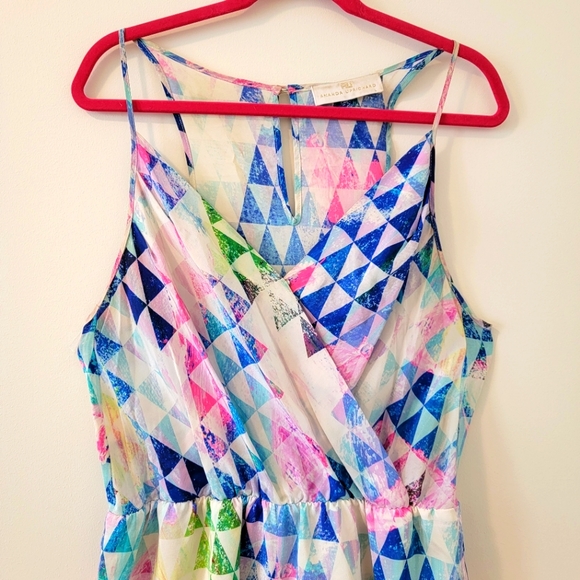 Amanda Uprichard for REVOLVE Geometric Pattern 100% Silk Romper - Size Large - Picture 4 of 16